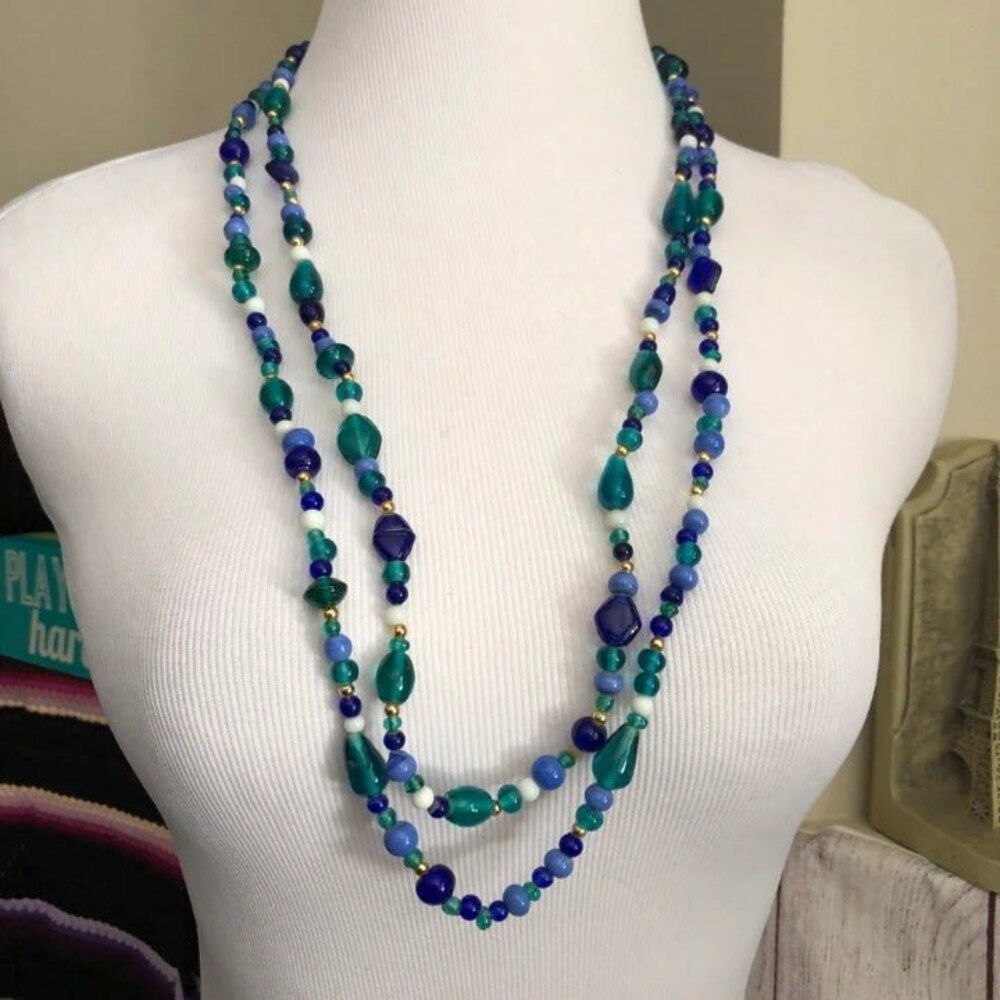 Shades of Blue Layered Beaded Necklace